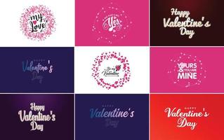 Happy Valentine's Day greeting card template with a romantic theme and a red and pink color scheme vector