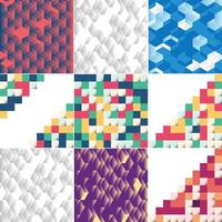 Abstract colorful square background pack of 9 vector