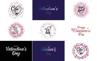 Valentine's Day letteringand pink hearts. Suitable for use in design of cards. banners. logos. flyers. labels. icons. badges. and stickers vector