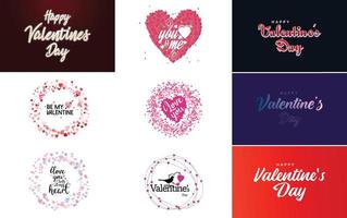 Happy Valentine's Day greeting card template with a heart theme vector