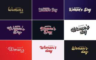 Set of International Women's Day cards with a logo and a gradient color scheme vector