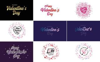 Love and Valentine's word art design with a heart-shaped theme vector