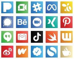 20 íconos de redes sociales para tus diseños como pinterest. señal. iconos de reunión y zoom. moderno y minimalista