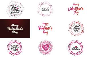 Valentine's word art design with a heart-shaped themed vector