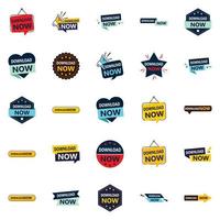 Customizable Download Now Sign Pack 25 Designs vector