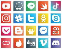 20 íconos esenciales de las redes sociales como Skype. Pío. iconos de china y twitter. totalmente editable y profesional vector