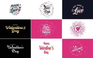 Happy Valentine's Day greeting card template with a romantic theme vector