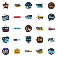 25 Professional Typographic Elements for a polished call to action message Call Now vector