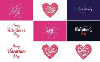 Happy Valentine's Day hand lettering calligraphy text and hearts vector