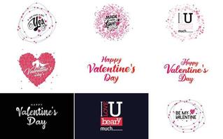 Love and Valentine's word art design with hearts vector