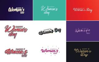 March 8th typographic design set with Happy Women's Day text vector