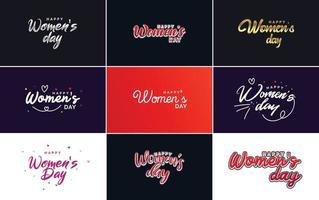 March 8th Happy Women's Day text set vector