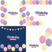 Happy Birthday lettering set with balloons vector