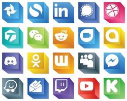 3D Social Media Icons for Designers 20 Icons Pack such as message. tagged. discord and google duo icons. Creative and eye-catching vector