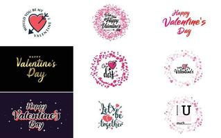 Valentine's Day lettering set vector