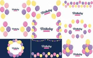 Happy Birthday text set with balloons vector