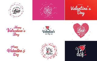 Valentine's Day lettering set vector