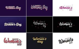 Happy Women's Day typography design set vector