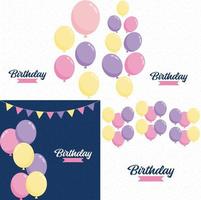 Happy Birthday greetings set with balloons vector