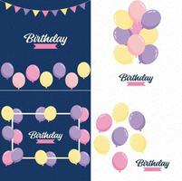 Happy Birthday greetings set with balloons vector