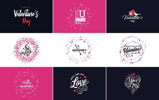 Set of cards with Valentine's Day lettering vector