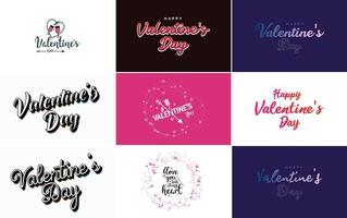 Set of cards with Valentine's Day lettering vector