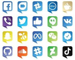 20 Unique Chat bubble style Social Media Icons such as like. twitter and viber icons. High definition and professional vector