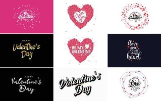 Happy Valentine's Day lettering template set vector