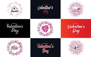 Happy Valentine's Day lettering template set vector