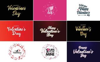 Happy Valentine's Day lettering template set vector