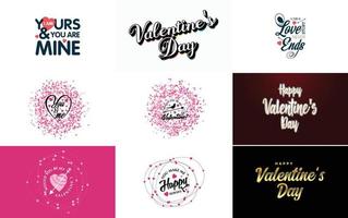 Happy Valentine's Day lettering template set vector