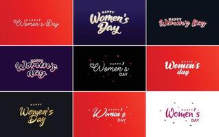 March 8th typographic design set with Happy Women's Day text vector