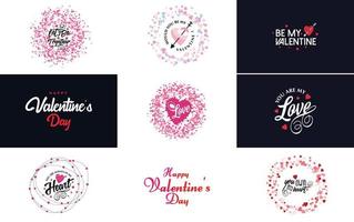 Valentine's hand-drawn lettering and calligraphy with a heart design. Suitable for use as a Valentine's Day greeting vector