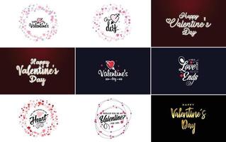 Happy Valentine's Day hand-drawn lettering vector illustration suitable for use in design of flyers. invitations. posters. brochures. and banners