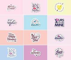 Celebrating Love on Valentine's Day with Beautiful Typography and Graphics Stickers vector