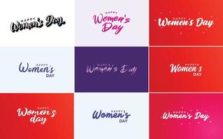 Abstract Happy Women's Day logo with a love vector design in pink. red. and black colors