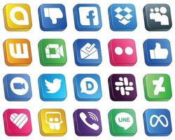 Isometric 3D Icons for Major Social Media 20 pack such as zoom. like. wattpad. yahoo and inbox icons. Fully customizable and high-quality vector