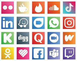 20 Unique Social Media Icons such as google duo. professional. music. linkedin and china icons. Versatile and premium vector