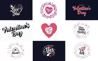 Happy Valentine's Day hand-drawn lettering vector illustration suitable for use in design of flyers. invitations. posters. brochures. and banners