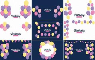 Happy Birthday in a playful hand-drawn font with a background of balloons vector