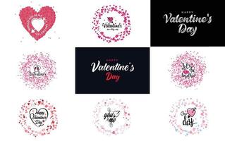 Vector illustration of a heart shaped wreaths with Happy Valentine's Day text