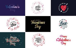 Happy Valentine's Day typography poster with handwritten calligraphy text. isolated on white background vector illustration