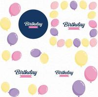 ilustración vectorial de un fondo de celebración de cumpleaños feliz con globos. bandera. y confeti para tarjetas de felicitación vector