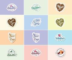 Heartwarming Valentine's Day Typography and Graphic Design Stickers vector