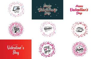 Happy Valentine's Day typography poster with handwritten calligraphy text. isolated on white background vector illustration