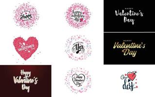 Love and Valentine's hand-drawn lettering and calligraphy with a cute heart theme. Valentine's Day template or background suitable for use in Love and Valentine's Day concepts vector