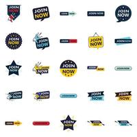 Join Now 25 Modern Typographic Elements for promoting membership in a current way vector