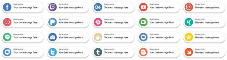 20 Follow Me Social Media Icons with Customizable Message such as google meet. meta. dribbble and women icons. High quality and creative vector