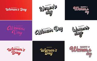 Set of International Women's Day cards with a logo and a gradient color scheme vector