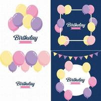 Happy Birthday in a playful. hand-drawn font with a background of balloons vector